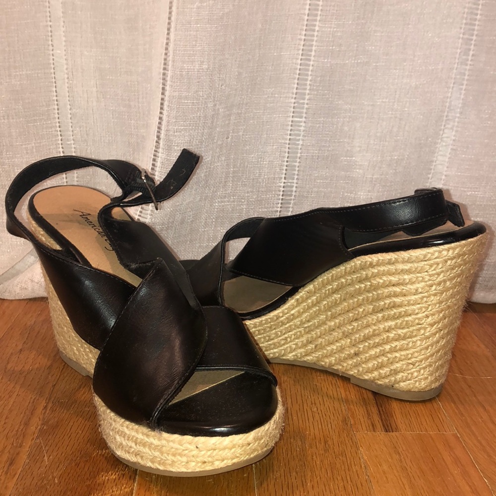 Black summer wedges